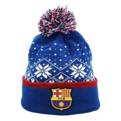 Czapka Męska Świąteczna. Niebieskie czapki i kapelusze męskie FC Barcelona, bez wzorów, sportowe. Za 173.99 zł.