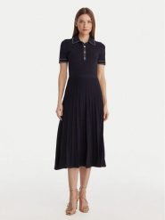 MICHAEL Michael Kors Sukienka dzianinowa MR683C0BFD Granatowy Slim Fit. Niebieskie sukienki damskie MICHAEL Michael Kors, xl, bez wzorów, z dzianiny, bez kołnierzyka, bez ramiączek. Za 1,209.00 zł.