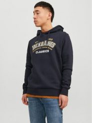 Jack & Jones Bluza Logo 12233597 Granatowy Standard Fit. Niebieskie bluzy męskie Jack & Jones, l, bez wzorów, z bawełny, bez kaptura. Za 109.99 zł.