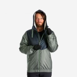 Kurtka turystyczna męska zimowa Quechua SH100 -5°C wodoodporna. Białe kurtki męskie QUECHUA, na zimę, m, bez wzorów, z polaru, sportowe, bez kaptura. W wyprzedaży za 119.99 zł.