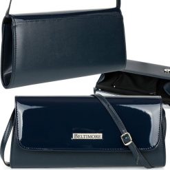 Beltimore Granatowa Damska Torebka Kopertówka wieczorowa Beltimore W20. Kopertówki damskie Beltimore, bez wzorów, wizytowe, bez dodatków. Za 76.99 zł.