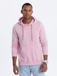 Bluza męska w mocnych kolorach - różowa V5. Czerwone bluzy męskie Ombre Clothing, m, bez wzorów, z bawełny, bez kaptura. W wyprzedaży za 49.99 zł.