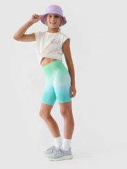 4F Legginsy kolarki dziewczęce - multikolor 134/140 (8-10 lat). Legginsy dla dziewczynek 4f, bez wzorów, z bawełny. W wyprzedaży za 29.99 zł.