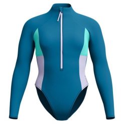 Damski Jednoczęściowy Kostium Kąpielowy Z Długim Rękawem Z Kolorowymi Wstawkami. Zielone kostiumy jednoczęściowe damskie Speedo, bez wzorów, sportowe, do pływania. Za 394.99 zł.