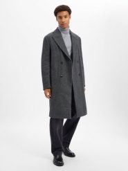 Finshley & Harding London Płaszcz z domieszką wełny Mężczyźni czarny|szary, 46. Czarne płaszcze męskie Finshley & Harding London, m, bez wzorów, z wełny, biznesowe, bez kaptura. Za 899.95 zł.