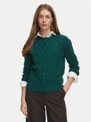 Tommy Hilfiger Kardigan Soft WW0WW52191 Zielony Regular Fit. Zielone kardigany damskie Tommy Hilfiger, m, bez wzorów, z wełny. Za 649.99 zł.
