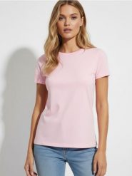 Bawełniana koszulka basic - begonia. T-shirty damskie Sinsay, l, bez wzorów, z bawełny, bez kołnierzyka. Za 19.99 zł.