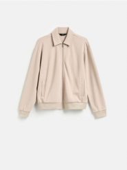 Rozpinana bluza z kołnierzem - beżowy. Brązowe bluzy męskie Reserved, l, bez wzorów, z bawełny, bez kaptura. Za 139.99 zł.