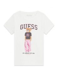 Guess T-Shirt J6YI08 K3710 Biały Regular Fit. Białe t-shirty i topy dla dziewczynek Guess, z aplikacjami, z bawełny, bez ramiączek. Za 114.99 zł.
