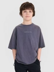 4F T-shirt oversize z nadrukiem chłopięcy - szary 152 (11-12 lat). Szare t-shirty dla chłopców 4f, bez wzorów, z bawełny, bez ramiączek. W wyprzedaży za 39.99 zł.