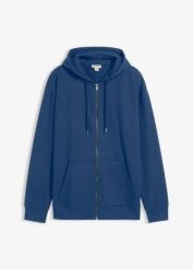 Bluza rozpinana z kapturem, luźny krój. Niebieskie bluzy męskie bonprix, l, bez wzorów, z kapturem. Za 109.99 zł.