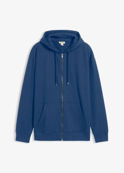 Bluza rozpinana z kapturem, luźny krój. Czarne bluzy męskie bonprix, m, bez wzorów, z kapturem. Za 109.99 zł.