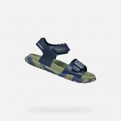 Sandały GEOX SANDAL FUSBETTO BO Zielony. Niebieskie sandały męskie Geox, z syntetyku, bez zapięcia. Za 159.99 zł.