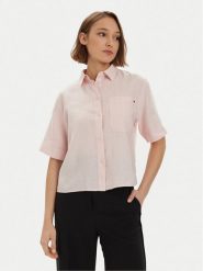 Tommy Hilfiger Koszula WW0WW41392 Różowy Relaxed Fit. Czerwone bluzki damskie Tommy Hilfiger, bez wzorów, ze lnu, bez kołnierzyka, bez ramiączek. Za 569.99 zł.