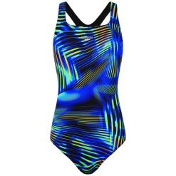 Strój pływacki jednoczęściowy damski Speedo Printed Medalist. Niebieskie kostiumy jednoczęściowe damskie Speedo, xs, bez wzorów, sportowe, do pływania. Za 129.99 zł.