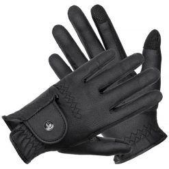 Rękawiczki jeździeckie Equestrian Queen Zanzibar profesjonalne. Czarne rękawiczki damskie EQUESTRIAN QUEEN, bez wzorów, ze skóry, eleganckie. Za 132.99 zł.