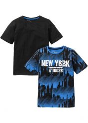 T-shirt (2 szt.) z czystej bawełny. Niebieskie koszule dla chłopców bonprix, bez wzorów, z bawełny, bez kołnierzyka, bez ramiączek. Za 59.98 zł.