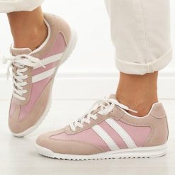 Różowe sportowe półbuty damskie McArthur Ma258w. Czerwone obuwie sportowe damskie McArthur, na jesień, bez wzorów, z dresówki, eleganckie, z okrągłym noskiem, bez obcasa, na płaskiej podeszwie, bez zapięcia. W wyprzedaży za 192.72 zł.