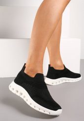 Czarne Wsuwane Buty Sportowe z Elastyczną Cholewką do Kostki Asigruna. Czarne obuwie sportowe damskie Renee, bez wzorów. Za 49.99 zł.