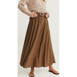 Mango - Spódnica West. Brązowe spódnice damskie Mango, l, bez wzorów, z tkaniny, z podwyższonym stanem, maxi, rozkloszowane. Za 139.90 zł.
