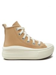 Converse Trampki Chuck Taylor All Star Move Platform Leather A09262C Beżowy. Brązowe trampki i tenisówki dziewczęce Converse, bez wzorów, ze skóry, bez zapięcia. Za 189.99 zł.