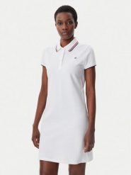 Tommy Hilfiger Sukienka codzienna WW0WW45532 Biały Regular Fit. Białe sukienki damskie Tommy Hilfiger, na co dzień, xs, bez wzorów, z bawełny, bez kołnierzyka, bez ramiączek, proste. Za 309.99 zł.