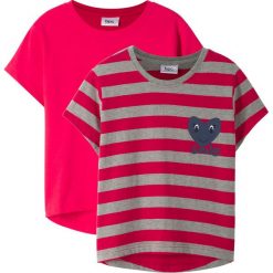 T-shirt (2 szt. w opak.) bonprix jasnoszary melanż - czerwony. T-shirty i topy dla dziewczynek marki bonprix. Za 49.98 zł.