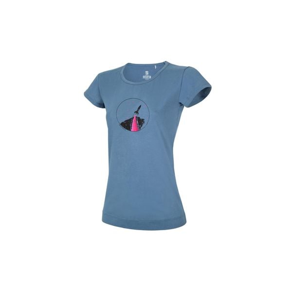 Koszulka damska Ocun Classic T Organic Rainbow Rocket. Niebieskie koszulki sportowe damskie Ocun, xl, bez wzorów, z bawełny, bez kołnierzyka. Za 231.00 zł.