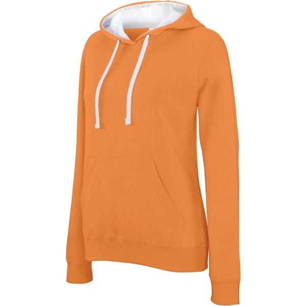 Bluza damska z kapturem Kariban Contrastée. Białe bluzy damskie KARIBAN, s, bez wzorów, z bawełny, z kapturem. Za 156.50 zł.