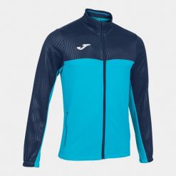 Bluza męska Joma montreal full zip fluor turquise-navy. Niebieskie bluzy męskie Joma, m, bez wzorów, bez kaptura, tenisowe. Za 179.00 zł.