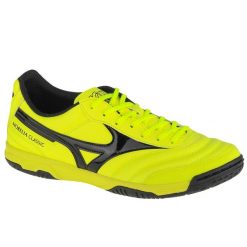 Buty halowe - halówki męskie, Mizuno Morelia Sala Classic In. Żółte buty sportowe męskie Mizuno, z materiału, bez zapięcia, do piłki nożnej. Za 299.99 zł.