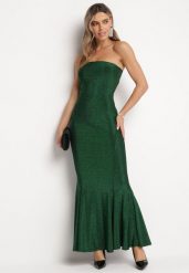 Zielona Sukienka Maxi Bez Ramiączek Zdobiona Metaliczną Nicią Bergena. Zielone sukienki damskie Born2be, na imprezę, l, z aplikacjami, eleganckie, bez kołnierzyka, bez ramiączek, maxi. Za 159.99 zł.