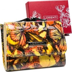 Lorenti Mały, skórzany portfel damski z printem w motyle Lorenti. Portfele damskie LORENTI, bez wzorów. Za 53.96 zł.