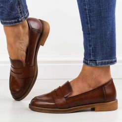 Brązowe mokasyny damskie Potocki 12442. Brązowe mokasyny damskie POTOCKI, ze skóry, biznesowe. Za 169.00 zł.