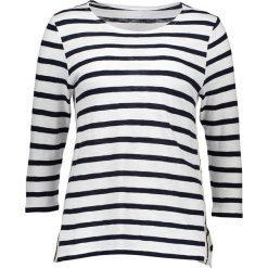 Koszulka w kolorze biało-niebieskim. T-shirty damskie Be Yourself, w paski, z bawełny, z okrągłym kołnierzem. W wyprzedaży za 100.95 zł.