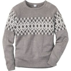 Sweter Regular Fit bonprix szary melanż. Swetry przez głowę męskie marki bonprix. Za 37.99 zł.