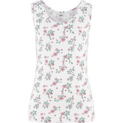 Top w kwiaty bonprix biały z nadrukiem. Białe topy damskie bonprix, w kwiaty. Za 29.99 zł.