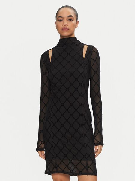 HUGO Sukienka koktajlowa 50527448 Czarny Slim Fit. Czarne sukienki damskie Hugo, m, bez wzorów, z syntetyku, wizytowe, bez kołnierzyka, bez ramiączek. Za 449.99 zł.