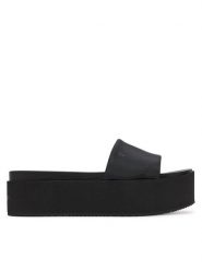 Calvin Klein Jeans Klapki Flatform Sandal Slide In Nylon YW0YW01791 Czarny. Czarne klapki damskie Calvin Klein Jeans, bez wzorów, z jeansu, bez obcasa. Za 199.99 zł.