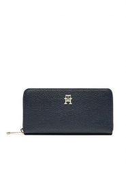 Tommy Hilfiger Portfel Emblem AW0AW15181 Granatowy. Niebieskie portfele damskie Tommy Hilfiger, bez wzorów, ze skóry. Za 199.99 zł.