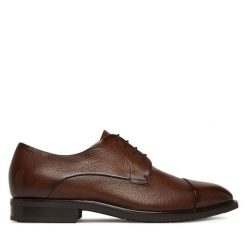 Półbuty BOSS. Brązowe eleganckie półbuty Boss, wizytowe, bez zapięcia. Za 1,769.00 zł.