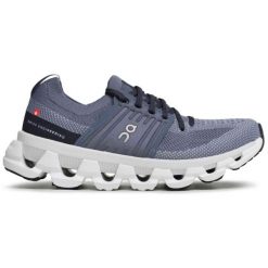 Buty do biegania damskie On Cloudswift 3 metal/white. Niebieskie obuwie sportowe damskie On, bez wzorów, z materiału, do biegania. Za 843.45 zł.