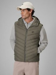 4F Bezrękawnik z wypełnieniem syntetycznym męski - khaki S. Brązowe kurtki męskie 4f, m, bez wzorów, z materiału, klasyczne, bez kaptura. Za 229.99 zł.