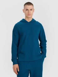 4F Bluza dresowa nierozpinana z kapturem męska - turkusowa S. Niebieskie bluzy męskie 4f, m, z aplikacjami, z bawełny, z kapturem. W wyprzedaży za 69.99 zł.