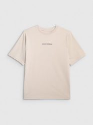 4F T-shirt oversize z nadrukiem chłopięcy - szary 128 (7-8 lat). Szare t-shirty dla chłopców 4f, bez wzorów, z bawełny, bez ramiączek. W wyprzedaży za 39.99 zł.