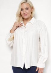 Biała Koszula z Wiskozą Ozdobiona Haftem Valotina. Białe bluzki damskie Born2be, xl, bez wzorów, z wiskozy, bez kołnierzyka, bez ramiączek. Za 84.99 zł.