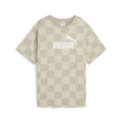 Damska luźna koszulka ESS GRAPHIC PUMA Alpine Snow White. Białe koszulki sportowe damskie Puma, xs, bez wzorów, z gumy, bez kołnierzyka, bez ramiączek. W wyprzedaży za 99.00 zł.