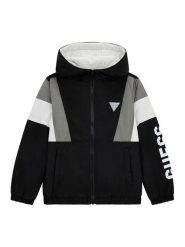Guess Kurtka przejściowa L5YL02 WF090 Czarny Regular Fit. Czarne kurtki i płaszcze dla chłopców Guess, z aplikacjami, z syntetyku, bez kaptura. Za 179.99 zł.