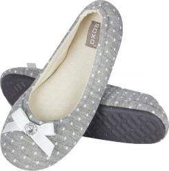 Soxo Kapcie damskie baleriny SOXO szare z kokardką i diamencikiem 3738. Szare baleriny damskie Soxo, bez wzorów, bez obcasa. Za 59.99 zł.