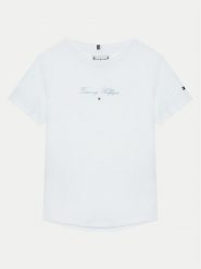 Tommy Hilfiger T-Shirt KG0KG08298 S Biały Regular Fit. Białe t-shirty i topy dla dziewczynek Tommy Hilfiger, bez wzorów, z bawełny, bez ramiączek. Za 89.99 zł.